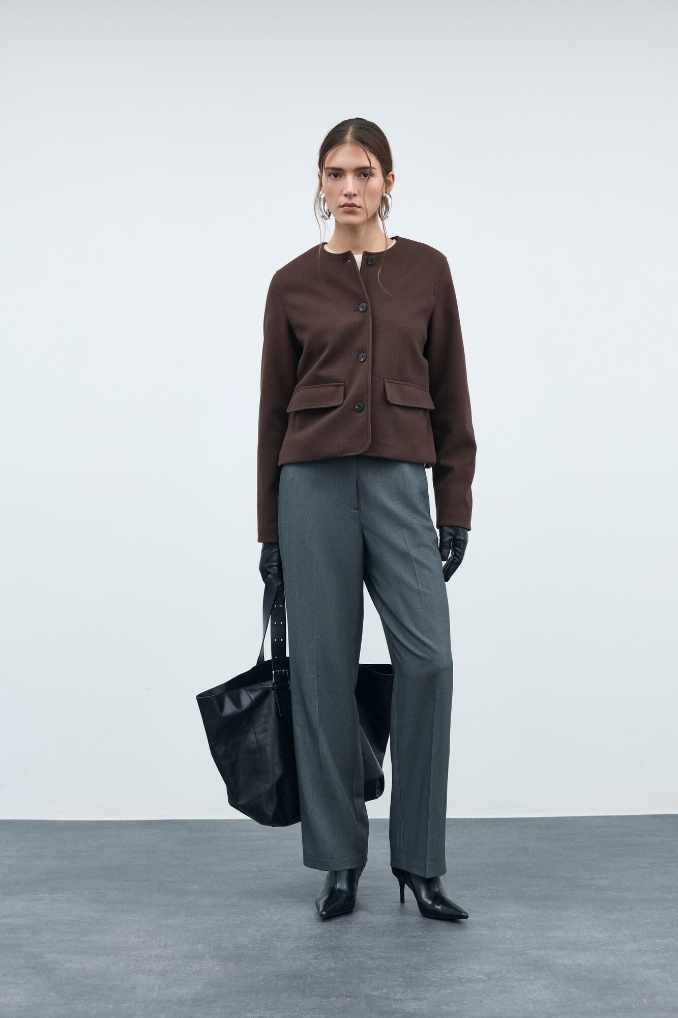Vikari Wide habitbukser - Dark Grey Melange